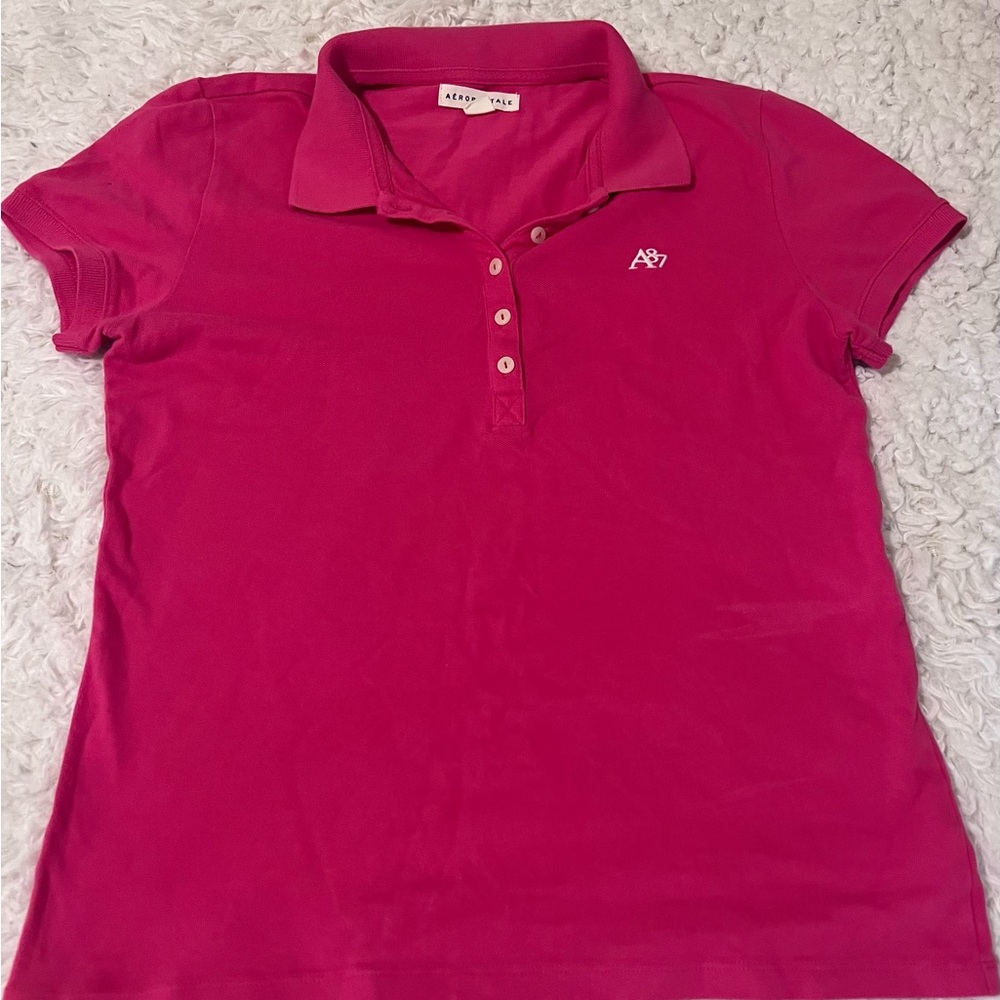 Aeropostale Women's Pink Polo Shirt